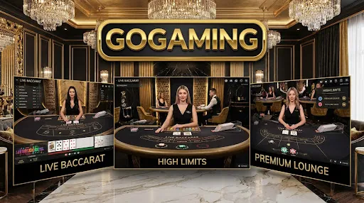 Professional casino interface banner showing live baccarat tables